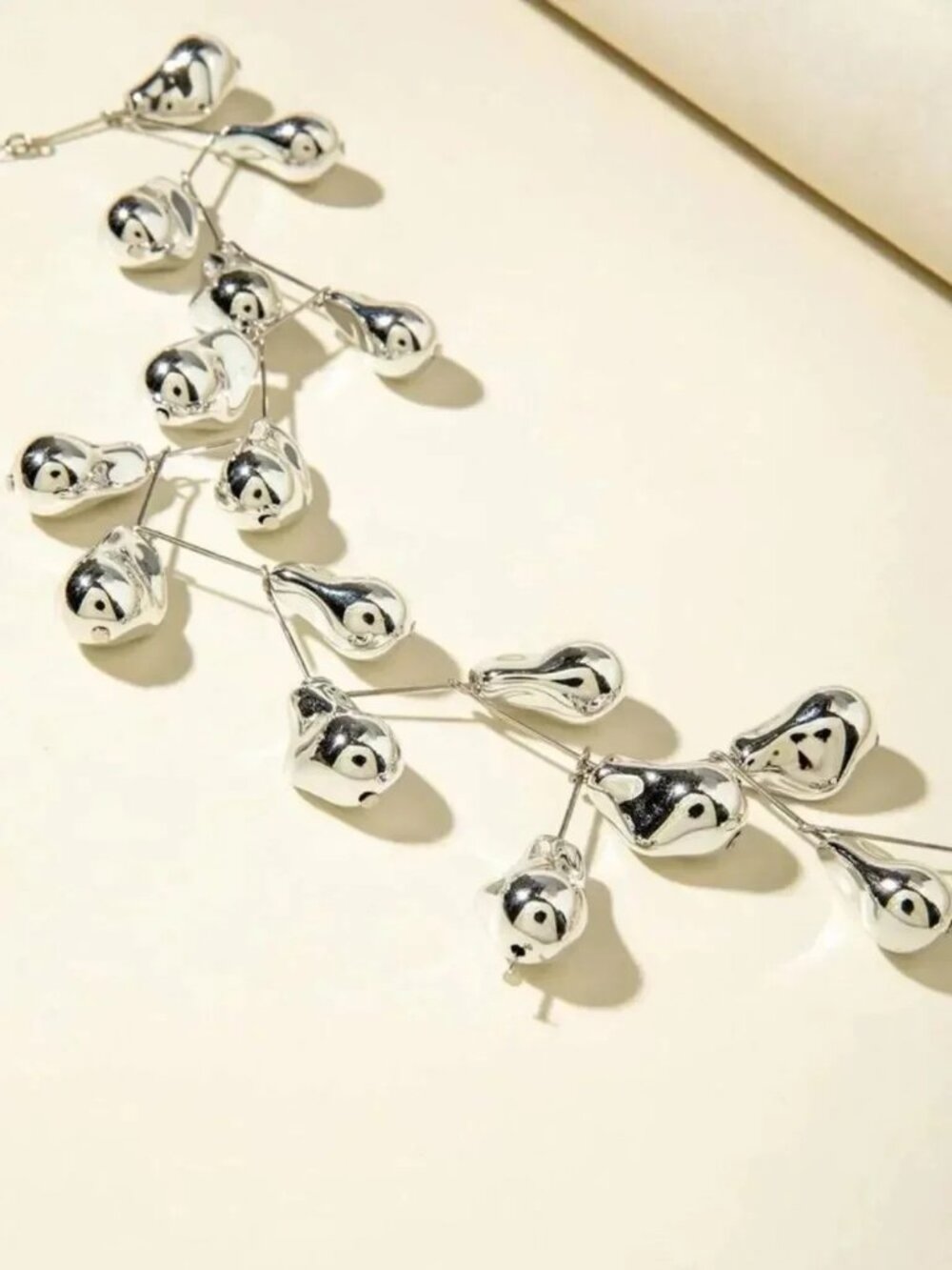 Silver Drop Statement Necklace R662 - Picture 4 of 4